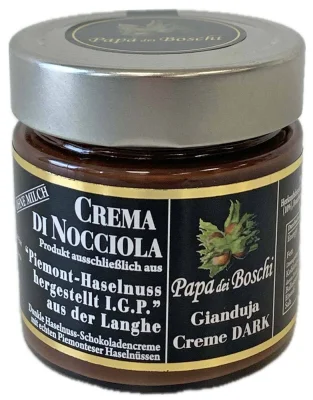 Papa dei Boschi Gianduja Creme Dark Nussnougat Haselnusscreme Piemont 250 g