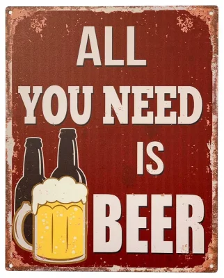 Blechschild Dekoschild - All You need is Beer - Nostalgie Vintage-Style 25x20cm