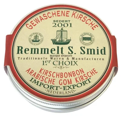 Remmelt S. Smid Gewaschene Kirsche Bonbons Kirschbonbons Metalldose 90 g