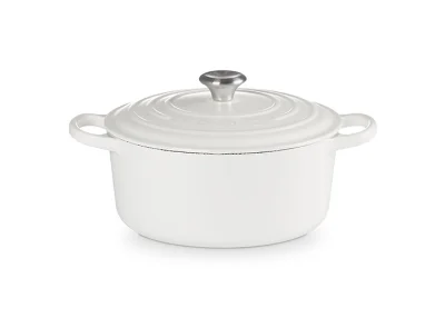 Le Creuset Bräter Signature Rund Gusseisen Weiß 22 cm