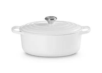 Le Creuset Bräter Signature Oval Gusseisen Weiß 29 cm