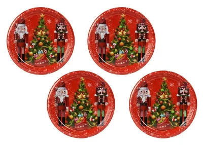 Weihnachtsteller Nikolaus Advent 4 Stück Plätzchenteller Weihnachten Rot Nussknacker