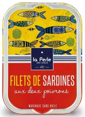 La Perle des Dieux Sardinen-Filets mit zweierlei Paprika - Ohne Öl - Dose 115 g