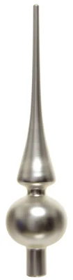 Christbaumspitze Silber Grau Matt aus Glas – Elegante Weihnachtsbaumspitze 26 cm