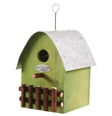 Vogelhaus Nistkasten Holz Grün Vogelfutterhaus 21cm