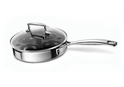 Le Creuset Sautépfanne mit Pochiereinsatz 3-Ply Edelstahl Antihaft 20cm