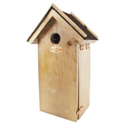 Vogelhaus für Kohlmeisen Nistkasten Holz mit Bitumendach 31cm