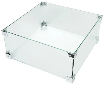 Happy Cocooning Glasschirm für Feuertisch groß rechteckig & quadratisch 56x56x26cm