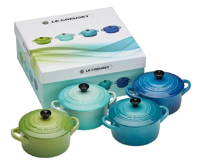 Le Creuset Mini Cocotte 4er-Set Meeresbrise Steinzeug 10x5cm