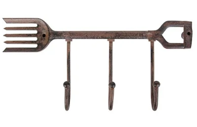 Rustikale Garderobe Wandhaken Garten Harke Gusseisen Antik-braun